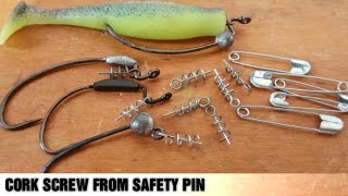 Making Shallow Screw Out Of Safety Pin, For Soft Plastic Bait