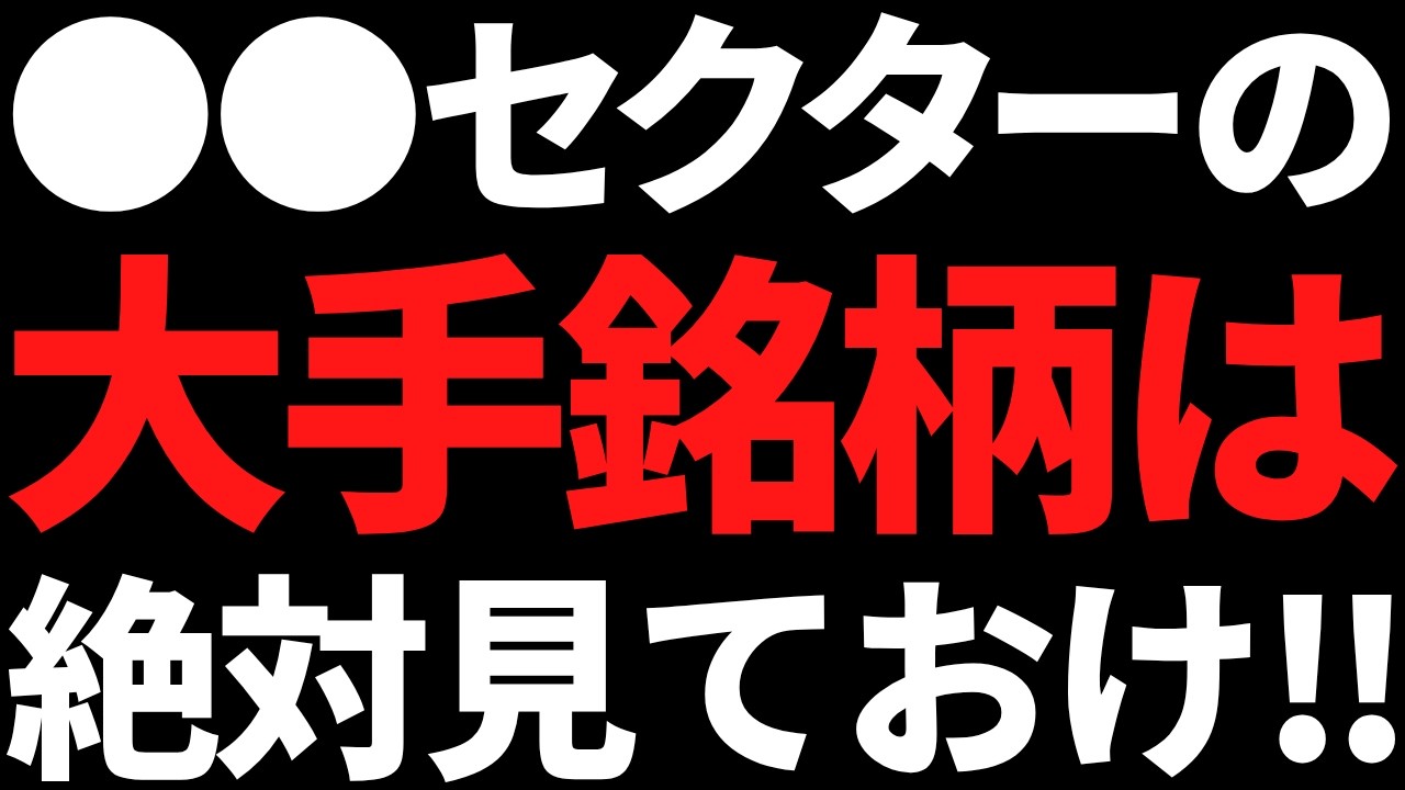 〇〇セクターの大手株はガチで押し目見ておけ!決算ヤバかったぞ!