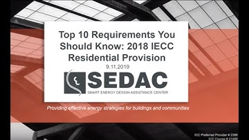 Top 10 requirements you should know : 2018 IECC Residential Provision | SEDAC Webinar | 09.11.2019