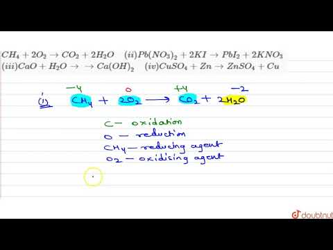 Identify the type of reaction from the following equations:    (i) `CH_(4)+2O_(2)