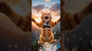 Orange tabby cat # fell off the cliff
