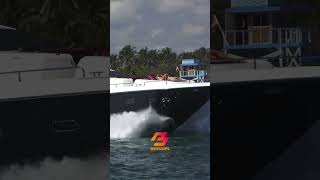 Luxury Yacht At Full Throttle Bow Riding Adventure At Haulover Inlet