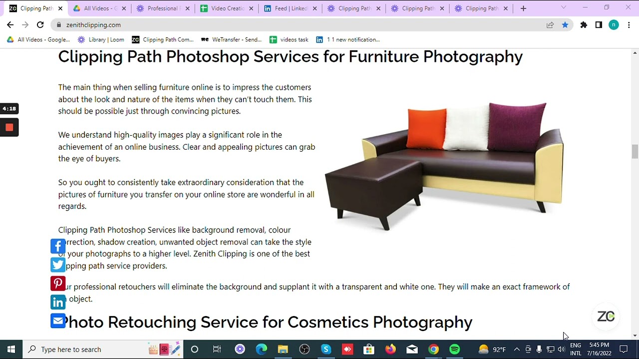 Clipping Path Services for Furniture Photography