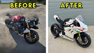 FULL BUILD  REBUILDING A WRECKED 2020 DUCATI PANIGALE V4S