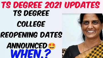 TS DOST 2021 Colleges Opening Dates Announced//3rd phase registration dates extended..?