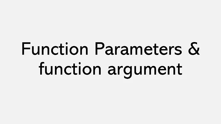 Function Parameters and function argument
