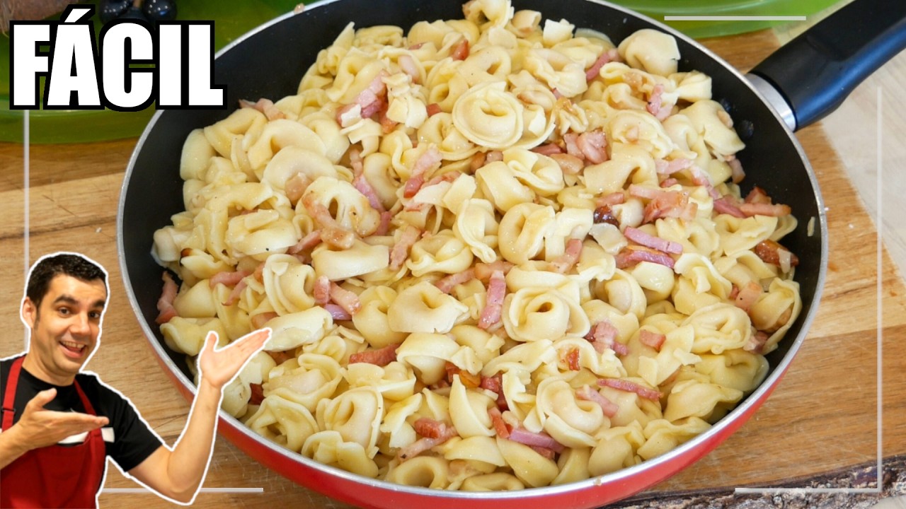 🍝 LA PASTA MÁS FÁCIL y DELICIOSA que harás en MINUTOS 🤩Tortellini al bacon