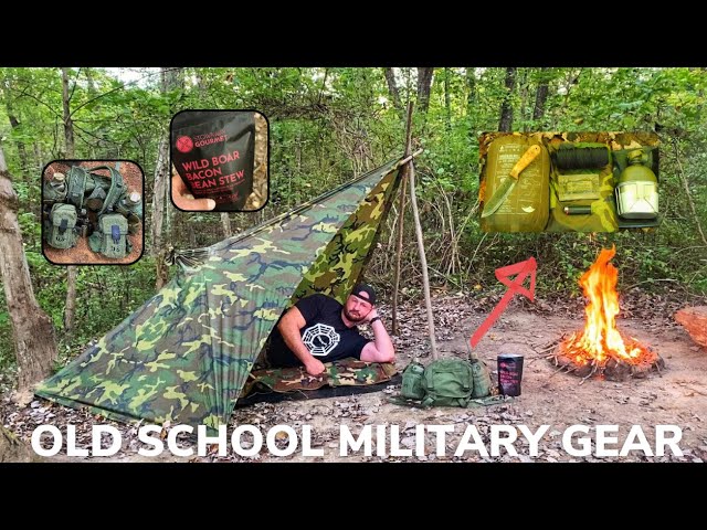 Solo Overnight Using a Minimum Old School Military Kit In The