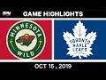 NHL Highlights | Wild vs. Maple Leafs – Oct. 15, 2019
