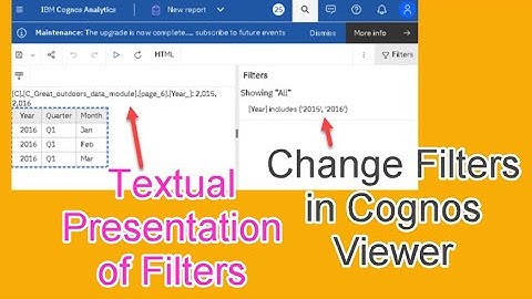 260 Cognos Viewer Filter and Filter Text