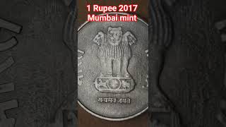 "Uncovering Hidden Treasures: 2017 1 Rupee Coin from Mumbai Mint with Shaded Surface #coin
