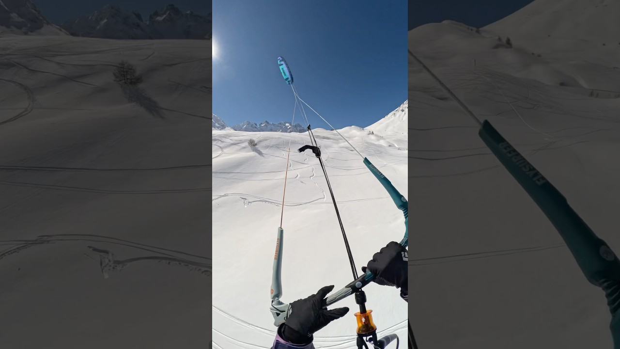 Snowkite loop in powder mountains #kiteloop #kite #snowboarding #fly #flying #grab