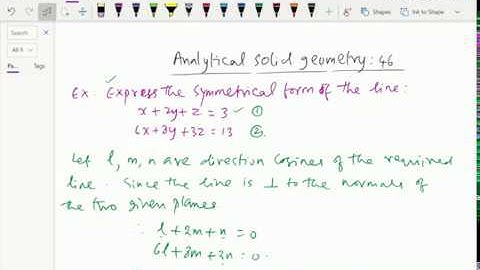 Analytical solid geometry : - ( Equation of straight line ; Solving problems ) - 46.