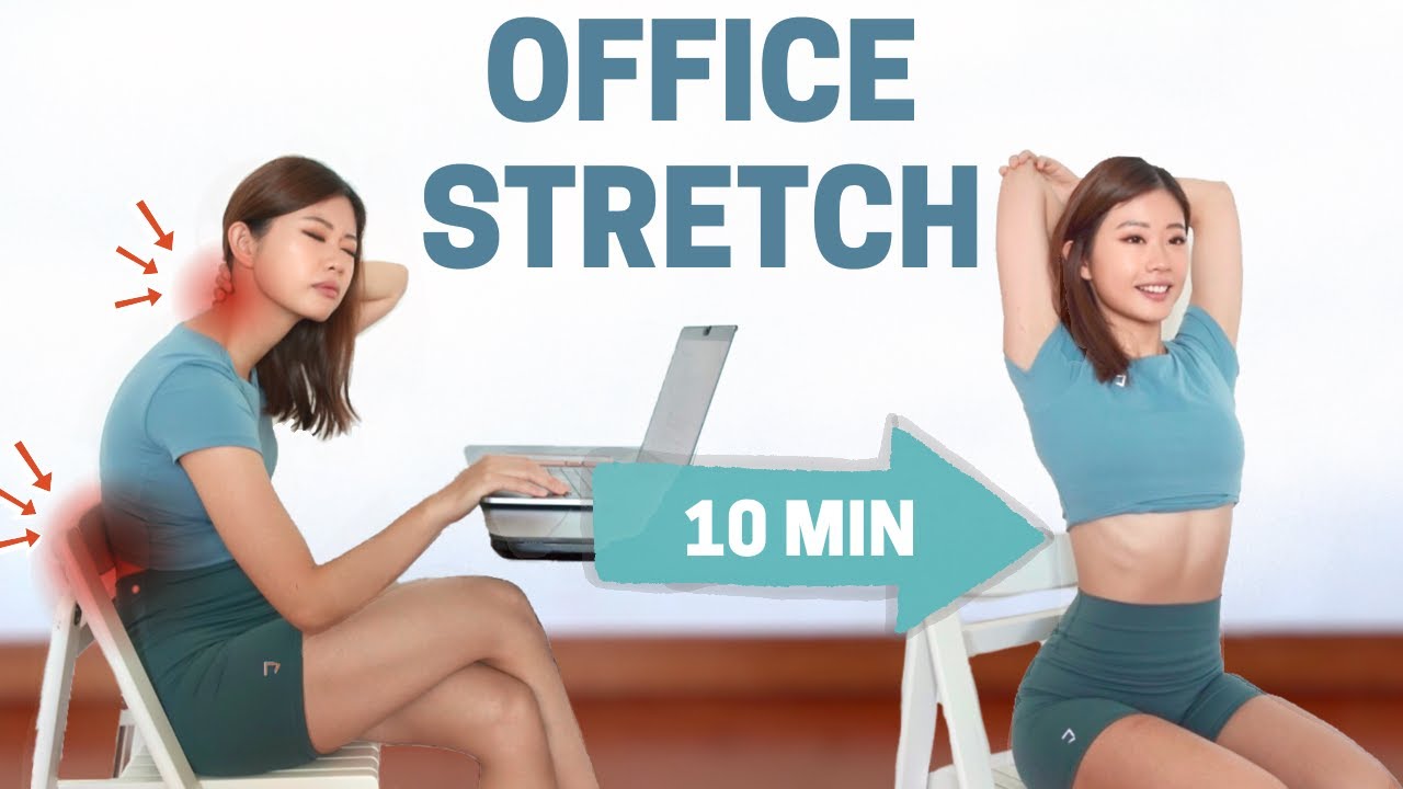 Slouching Too Much? 10 min Full Body Office Stretch (Relieve Neck & Back Pain, Swollen Legs)