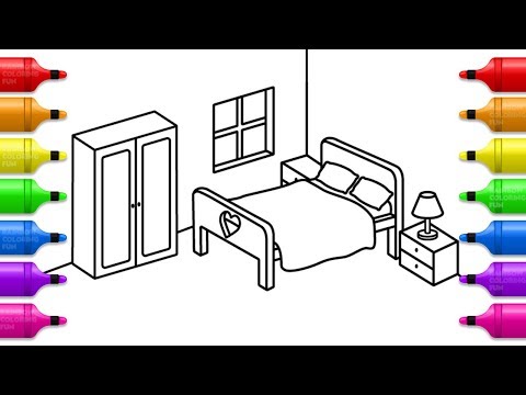 Learn Colors with Bedroom Coloring Pages | How to Draw Bedroom for Kids