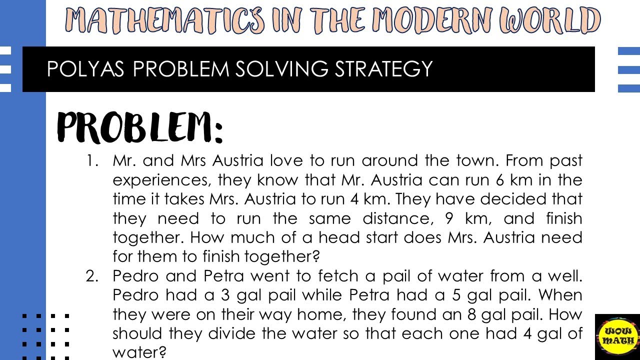 POLYAS PROBLEM SOLVING STRATEGY - YouTube