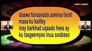 DAAWO FANAANADA AAMINA FARAX MAXAA KU KALIFEY INAY HEES U QAADO BARKHAD JAMAC BATUN.