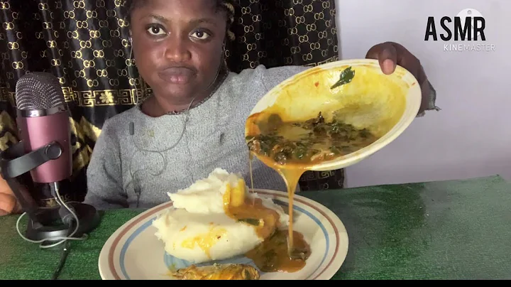 Asmr MUkbang eating sound African fufu and ogbono soup with Titus