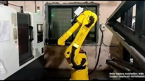 Robotic CNC machine Loading Unloading by Robo Sapiens Automation. 9075950000