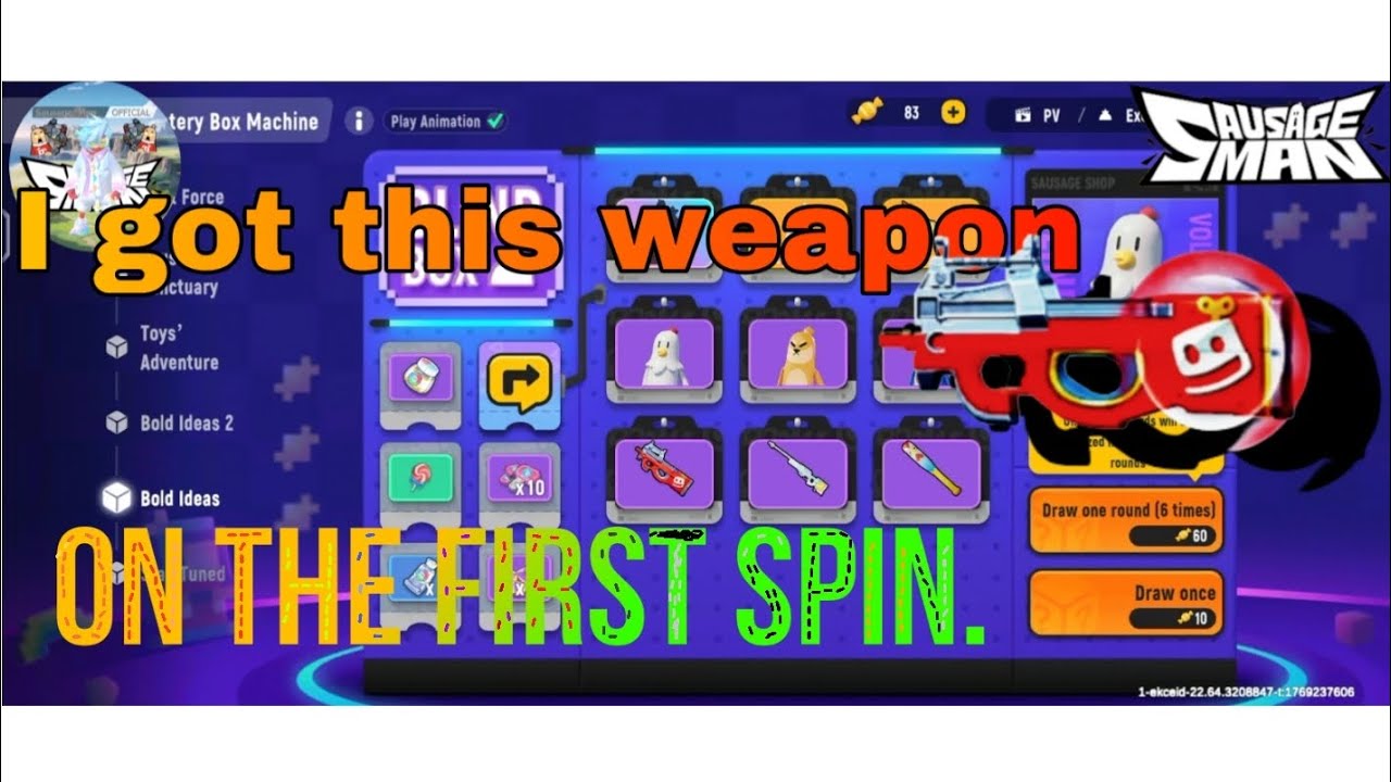 I got the weapon on the first spin. In sausage man game 🎯🎮 in 2026 