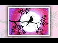 How to draw an alone bird easy oil pastel drawing for beginners moonlight drawing