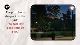 In a quiet park at night II Practice Elementary English through vivid and relaxing pictures! screenshot 3