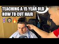 Teaching a teen how to cut hair