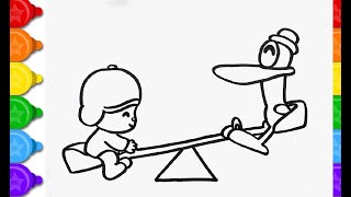 Draw And Color Pocoyo And Pato Drawings For Kids