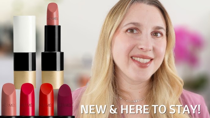 Hermes Rose Velours & Rouge Casaque Rouge Matte Lipsticks Review, Swatches,  Makeup Look Hermes Rose Velours Rouge Casaque Rouge Matte Lipsticks Review