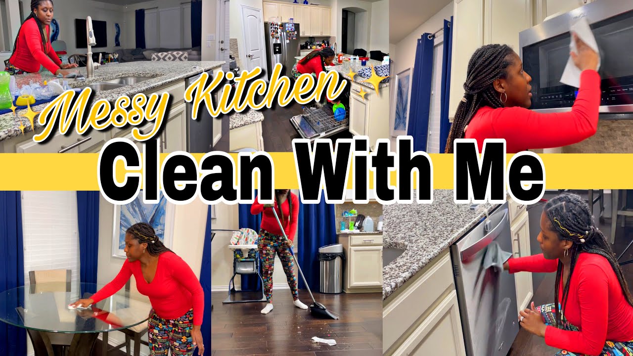 Kitchen Clean With Me   Night Time Cleaning Motivation    Lysol Windex  Dawn Dish Soap