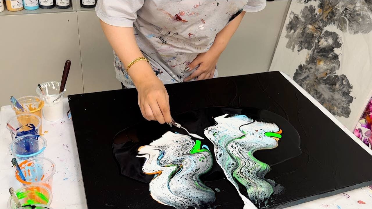 Wow!! The Lacing in this Painting is Unbelivable! ~ Swipe Technique ~ Acrylic Pouring