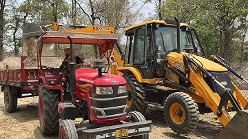 JCB 3DX Backhoe Loading Mud In Mahindra Yuvo 415 DI Tractor Trolley For Making Pond | JCB Cartoon