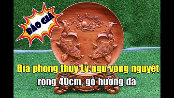 Đĩa gỗ cá chép trông trăng | Đĩa phong thủy lý ngư vọng nguyệt
