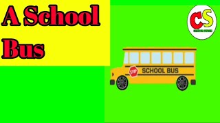 A Running School Bus When Green Screen Cartoon Screen