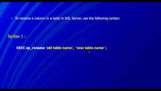 SQL Rename Table - How to Rename a Table in SQL #kaashivinfotech  #kaashivreviews #kaashiv #sql