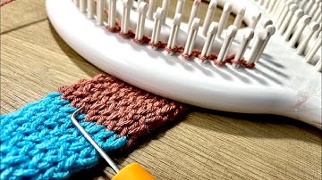 Changing color on the kitting loom. Infinity loom