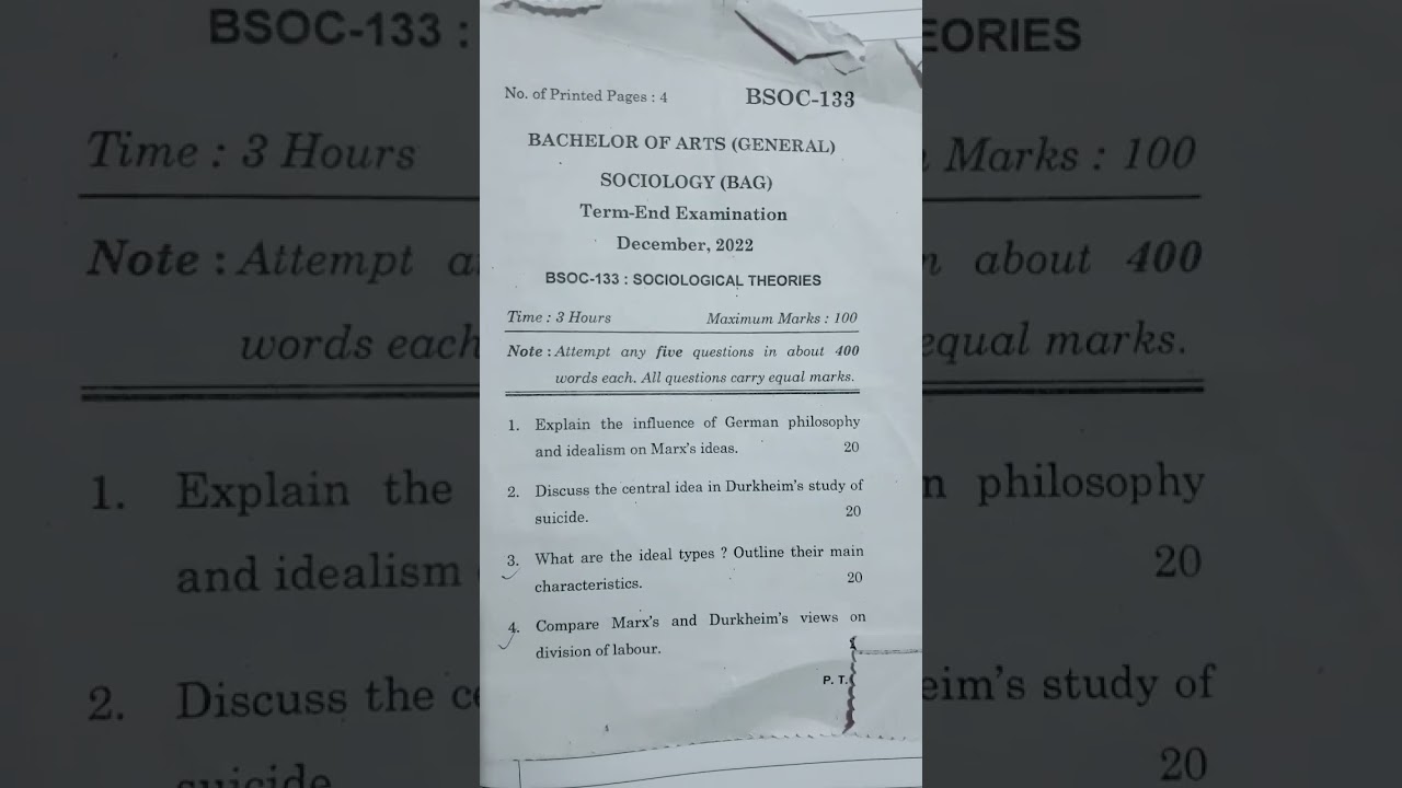 Ignou....BSOC 133 previous year question paper 📃 