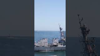 The Nimitz-class aircraft carrier USS George H.W. Bush (CVN 77) participates in a rehearsal in prepa