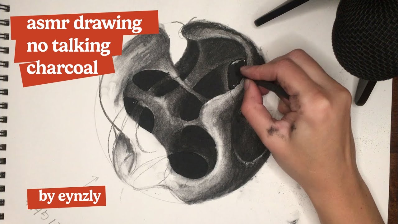 [asmr drawing 013] asmr charcoal drawing, no talking, full drawing ...