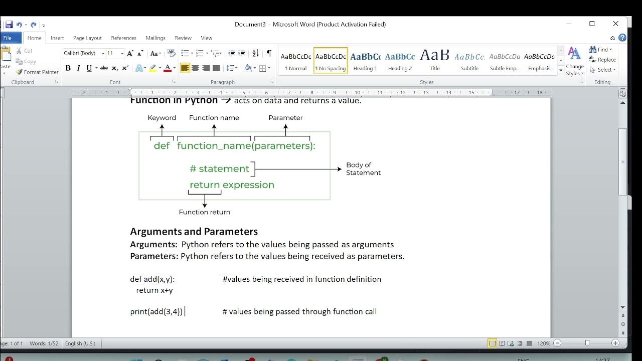 Difference between Argument and Parameter in Python function - YouTube