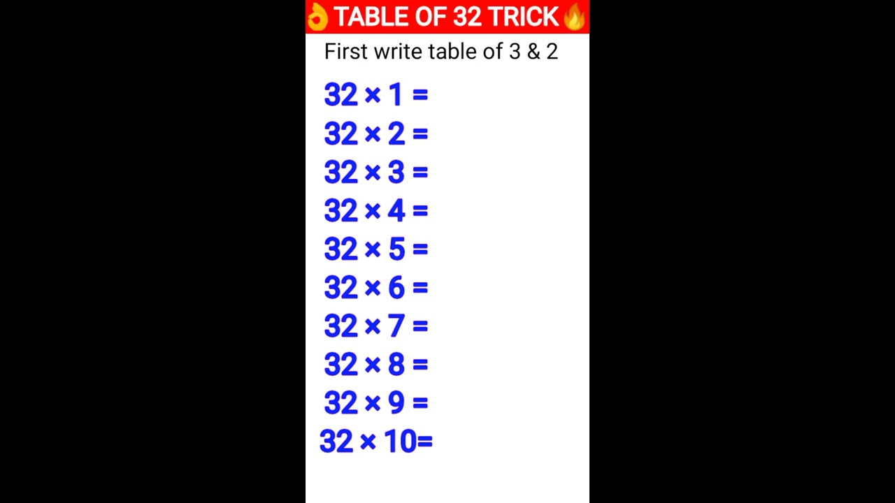  TABLE OF 32 TRICK