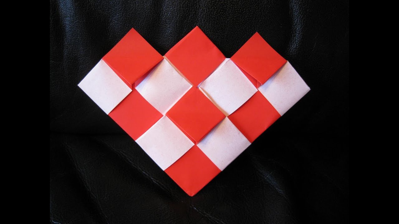 折り紙ハートの折り方(チェック柄) Origami Checkered Heart for Valentine's Day バレンタイン/母の