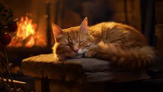 Sleep peacefully to the sounds of a Purring Ginger Cat  Healing anxiety and insomnia with Fireplace