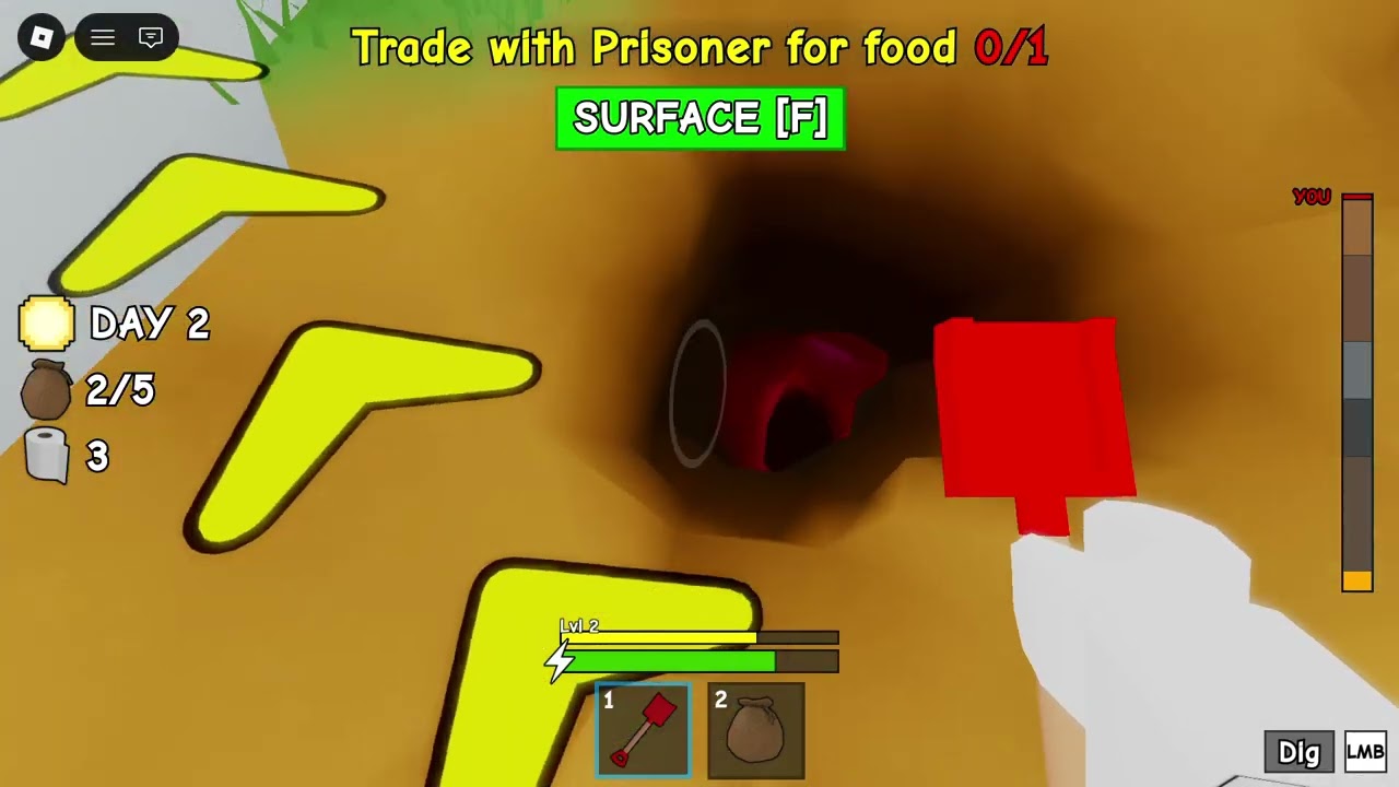 Roblox dig to escape but if I die the video ends 
