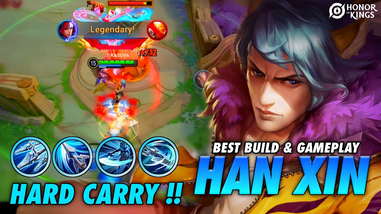 HAN XIN GAMEPLAY IN GRANDMASTER EPIC RANK | HARD CARRY | HONOR OF KINGS
