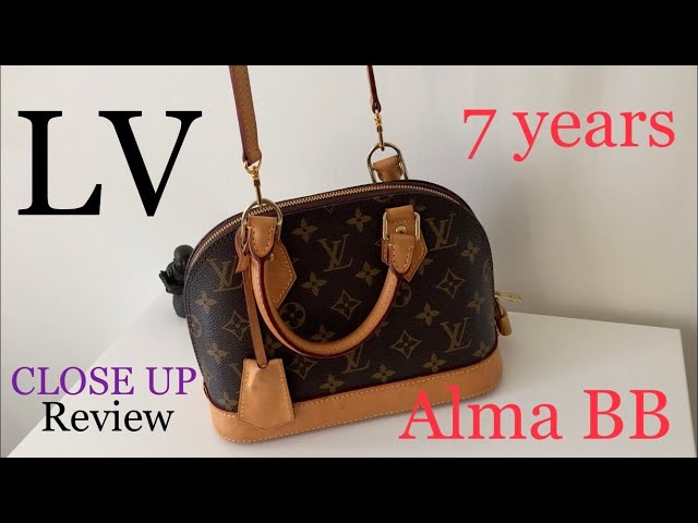 LOUIS VUITTON ALMA BB MONOGRAM  WEAR AND TEAR REVIEW USED for 7 YEARS! 