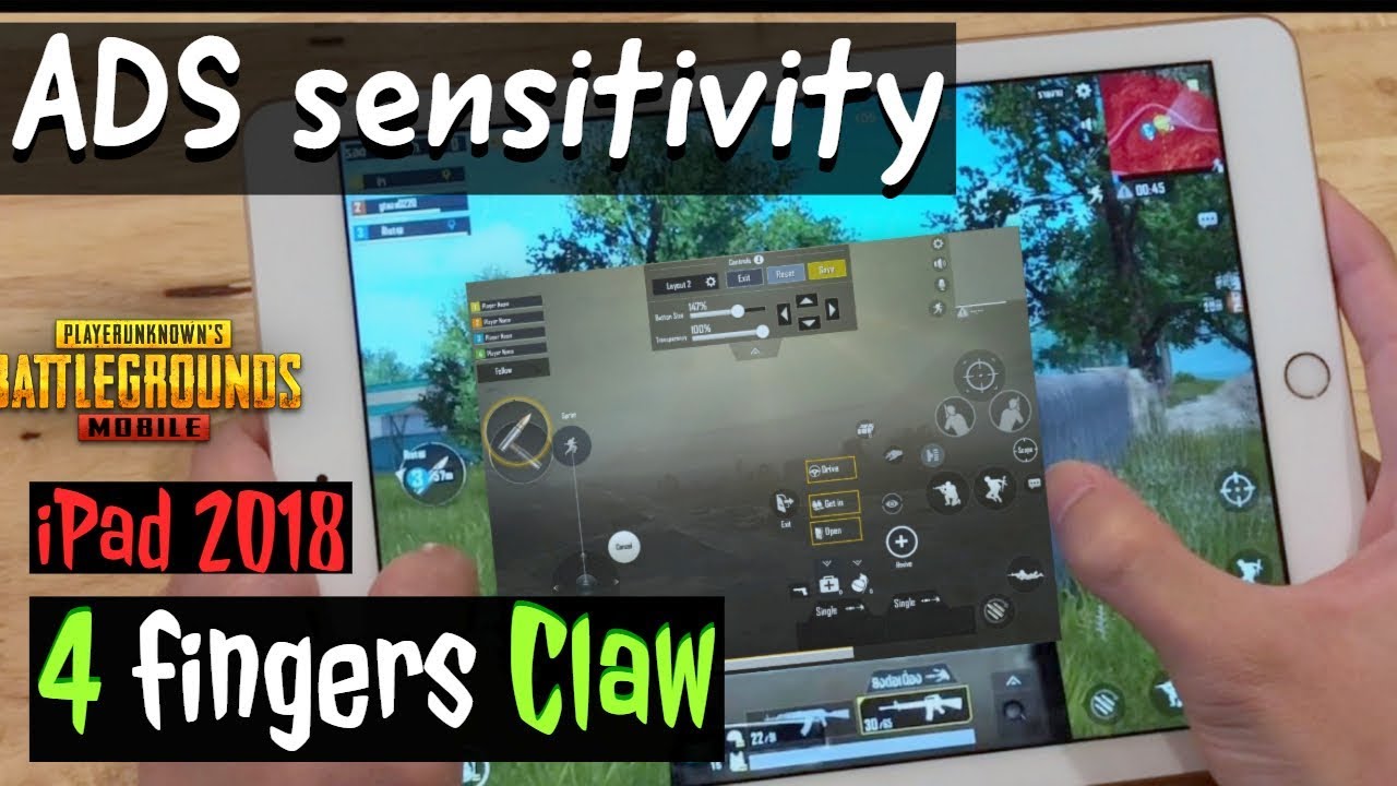 PUBG Mobile iPad 9.7 2018 | 4 Fingers Claw setup & Best ADS Sensitivity For  Recoil Control | Pubg M - 