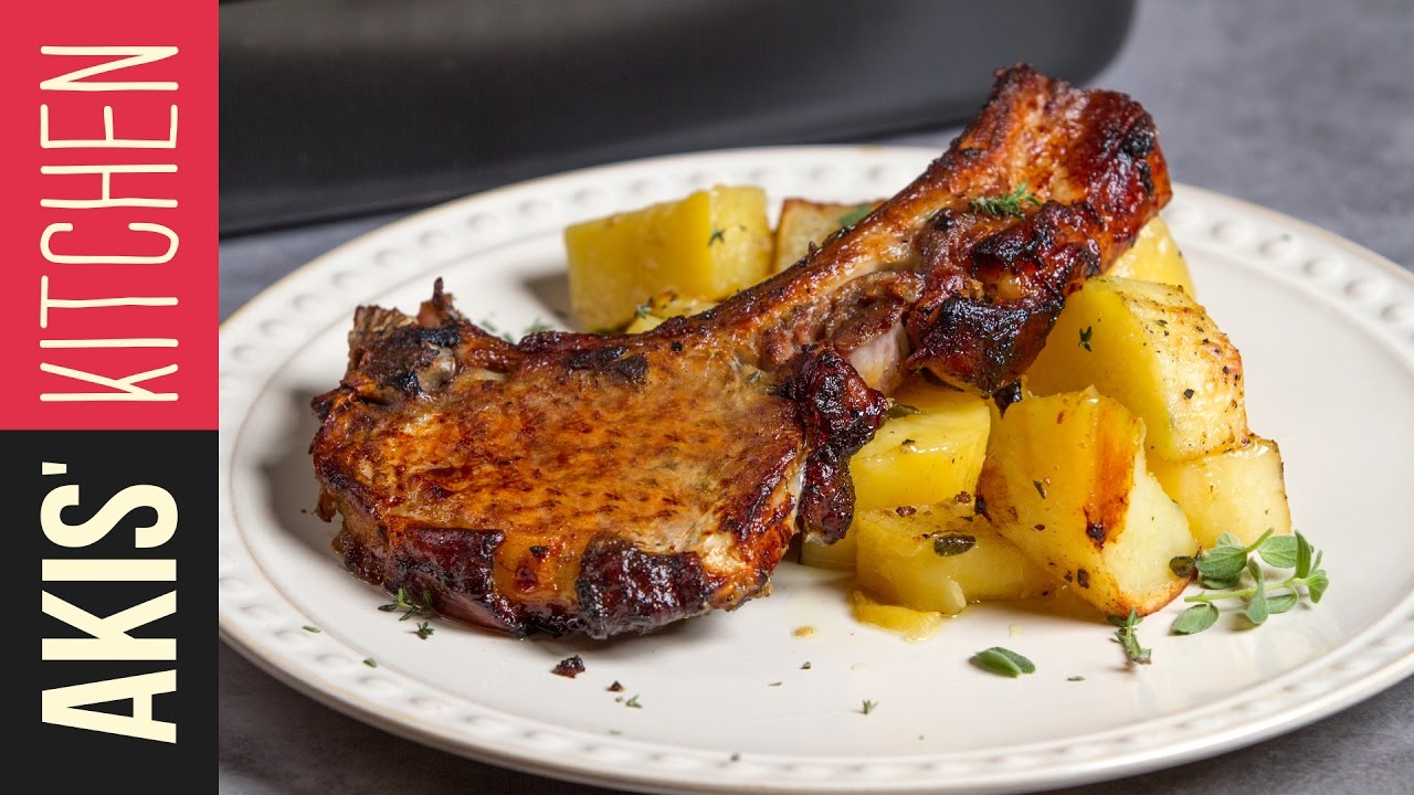 Greek lemon Roasted Pork Chops  | Akis Petretzikis