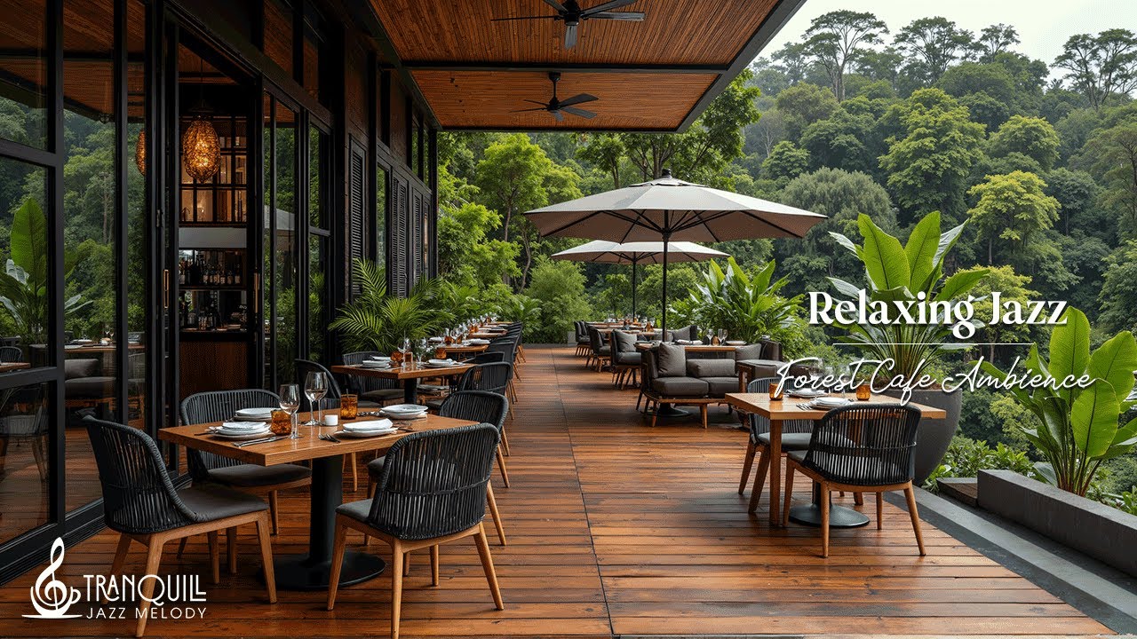 Расслабляющий Лесной Джаз | Атмосфера Деревянной Лесной Кофейни С Элементами Природной Терапии Дл...