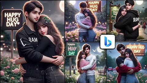 Create 3D Ai Happy Hug Day couples name image creator | Bing image creator tutorial FREE | Bing Ai